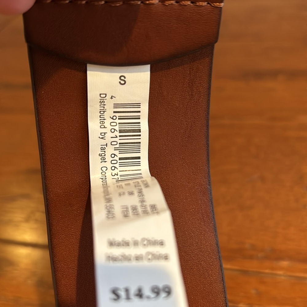 Target Faux Leather Brown Belt with Wraparound Buckle Burnished Edges Size Small - Picture 4 of 8